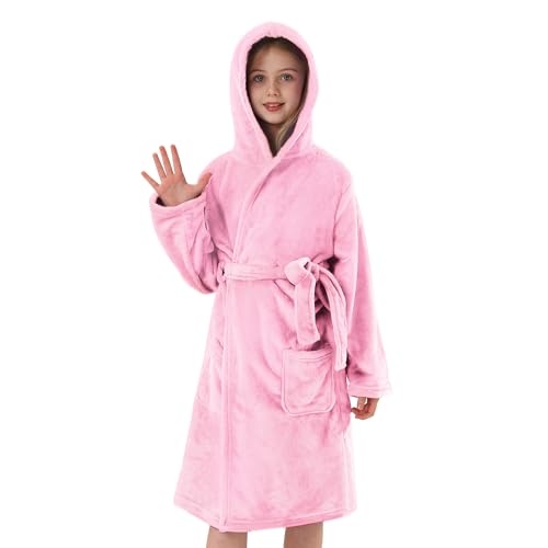 8 Best Toddler Robes for the beach of 2023 (An Explanatory Buyer's Guide) 3 V.&GRIN Girls Fleece Robe, Plush Hooded Soft Fuzzy Warm Fluffy Bathrobe for Kids 5-14 Years(Pink3T)