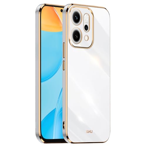 HONLEN Custodia per OPPO Reno14 5G / OPPO Reno 14 5G (6.59" Inches), Cover Morbida in Silicone TPU, Design del Telaio Galvanico - Bianco