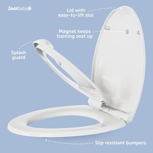 Image of Jool Baby Quick Flip Toilet Seat with Built-in Potty & Splash Guard for Toddler Training, Slow Close (Elongated)