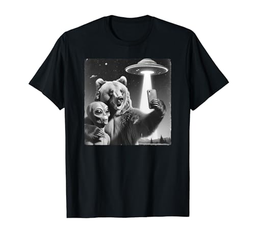 Encuentro OVNI Alien Oso Grizzly Selfie Camiseta