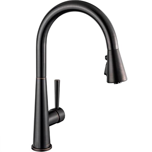 Oil Rubbed Bronze Kitchen Faucet with Pull Down Sprayer, Lava Odoro Bronze Single Handle Kitchen Sink Faucet, Faucet for Kitchen Sink with Magnetic Docking Spray Head, Deck Plate, KF321-ORB