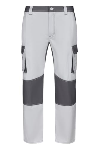 VELILLA 103020B; Pantalón Bicolor Multibo1lsillos, Color Blanco y Gris, Talla 44