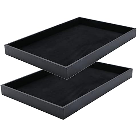 JETEHO Black Velvet Jewelry Tray (2 Pack) Cover