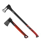 INTERTOOL Hatchet and Splitting Maul Set - 2 lbs Small Axe with 18-inch Handle - 5 lbs Heavy Duty Wood Cutting Axe with 36-inch Handle, Shock Absorbing, Anti-Slip HT08-0292-0275