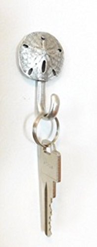 NORMA JEAN DESIGNS, LLC Small Sand Dollar Decorative Wall Hook, Silver Metal Beach Decor - Image 3