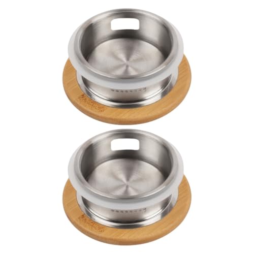 BATHVEVE 2 Tapas Diseño para Aislar Residuos de Té para Jarra de Agua Filtro Conveniente, Material Bambú y Acero Inoxidable y Uso en Jarras de Agua Fría