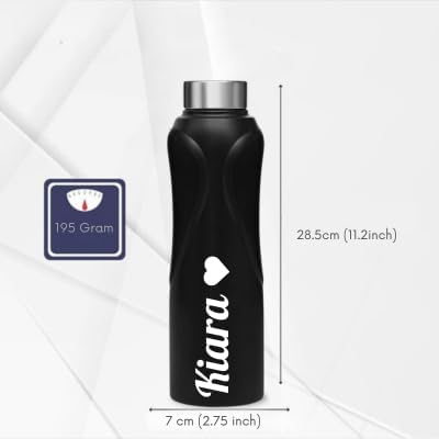 Image of CASPIAN / / / Plus Customised Stainless Steel Water Bottle 1L, Religious Symbol Print with Name - Spiritual Personalised Bottle for Temple, Office, Yoga & Corporate Gifting (Black)