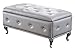 Kings Brand Furniture Silver Vinyl Tufted Design Upholstered Storage Bench Ottoman