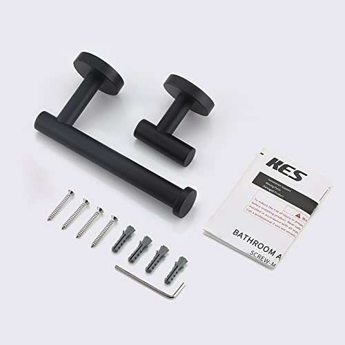 Kes Bathroom Accessories Hardware Set Toilet Paper Holder And Robe Towel Hook Sus304 Stainless Steel Round Wall Mounted Matte Black, La20Bkdg-21 #TOP5