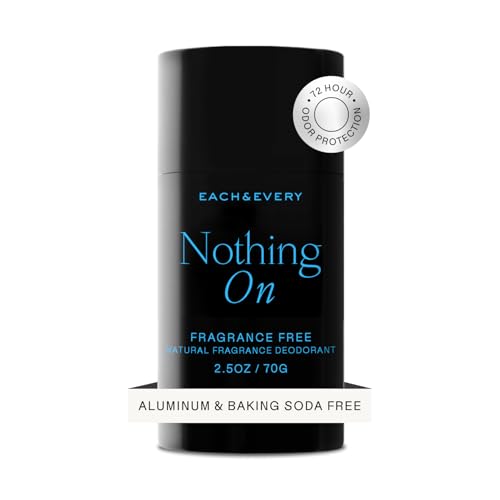 Each & Every Aluminum Free Deodorant for Men & Women - All Natural Deodorant for Sensitive Skin, EWG Verified - Clean, Baking Soda-Free, Plant-Based Fragrance, Unscented Fragrance-Free, 2.5oz