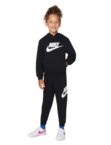 Image of Nike Kids' Sportswear Club Fleece Pullover Hoodie and Joggers 2-Piece Outfit Set (Large Swoosh Logo)