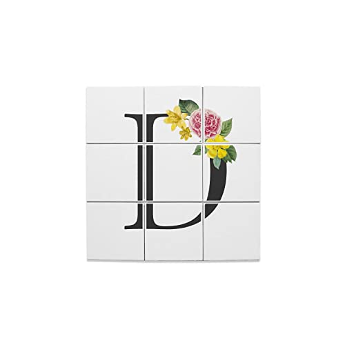 Carreaux Céramique Décoratif Fabulous Lot x9 Lettre Prénom Fleurs