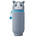 LIHIT LAB. PuniLabo Stand Up Pen Case (Pen Holder), Gray Cat, 2.9 x 8.3 inches (A7714-4)