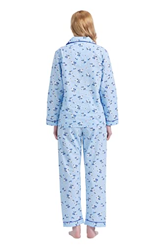 Image of GLOBAL Women Cotton Pajamas Long Sleeve PJs Button Down Sleepwear S-3XL