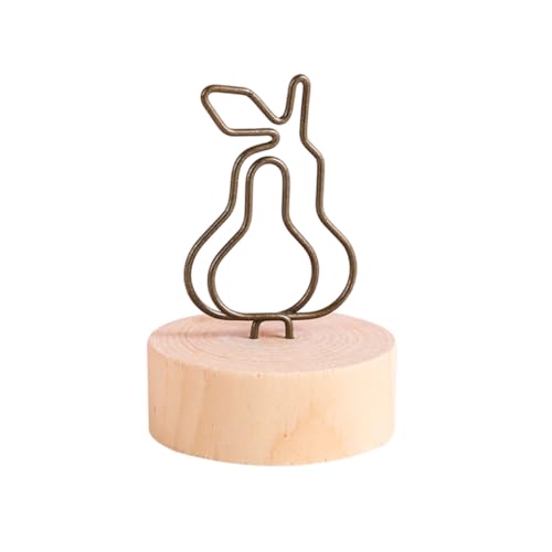 OFFSCH 4Pcs Wooden Decorative Note Holders Table Memo Holders for Office Home Car Bird Pear Bow Stylish Desktop Ornaments for Messages Photos