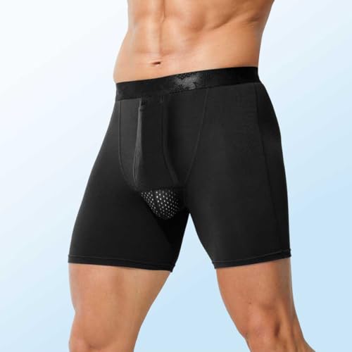 Ouruikia Men's Underwear Boxer Briefs Long Leg Breathable Boxer Briefs No Riding Up Mens Underwear with Fly2