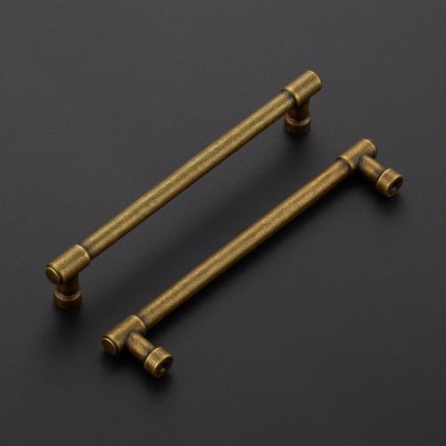Image of Ravinte Antique Brass Kitchen Pulls Cabinet Handles 6-1 /4 Inch 10 Pack