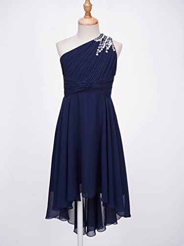 FEESHOW One Shoulder Flower Girl Junior Bridesmaid Long Dress for Wedding Party Prom Ball Gown3