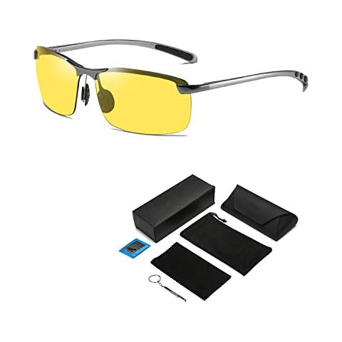 HQPCAHL Polarised Sports Sunglasses for Men Women Running Cycling Fishing Driving Golf UV400 & HD Polarized Lens Fashion Sunglasses,Grey/Yellow Cover