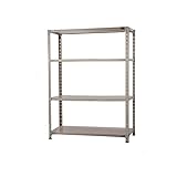 プラス KR 軽量 スチールラック 業務用 (天地4段) 耐荷重150kg/段 |奥行612mm 高さ1200mm 幅1212mm 簡単組立 601693 ライトグレー