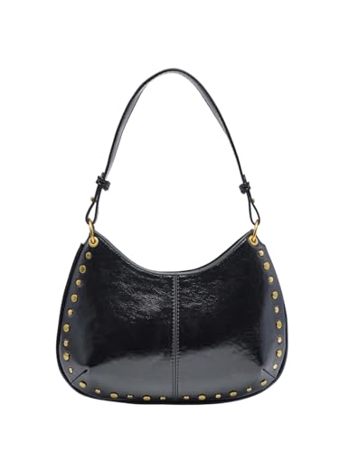 MakeMeChic Women's Faux Leather Shoulder Handbag Studded Top Handle Y2k Underarm Bag