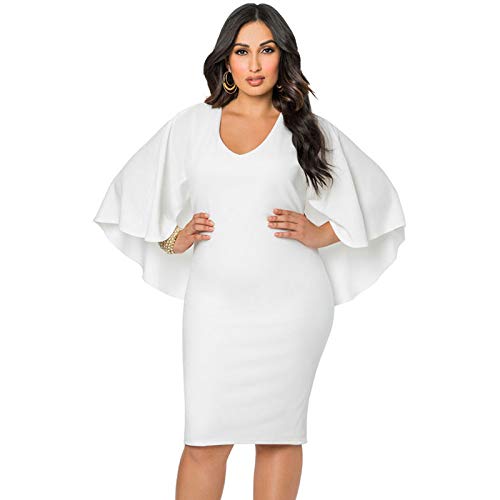 KKmoon Moda feminina Plus Size capa vestido drapeado capa sólida Bodycon Party lápis vestido