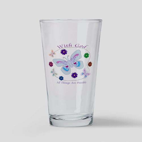 CafePress With God All Things Are Possible Pint Glass, 16 oz. Drinking Glass