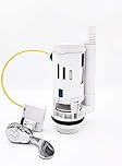 Housler® Dual Flush Toilet Syphon with Metal Chrome Lever, Adjustable WC Flush System for handle-operated cistern, Flush Valve Replacement for Side & Front Handle Cistern, Fits 1.5" & 2" Bottom Outlet