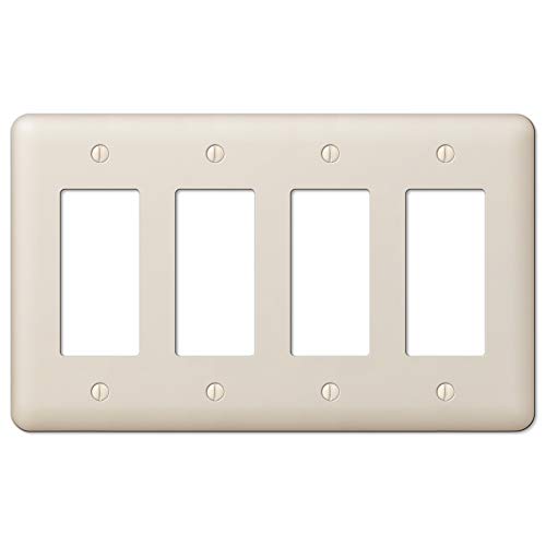 Image of Amerelle 935R4AL Devon Wallplate, 4 Rocker, Steel, Light Almond, 1-Pack