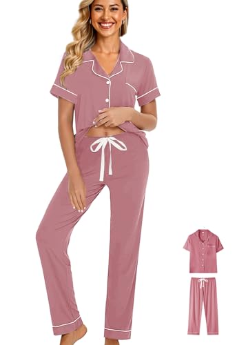 Womens Pajamas Set 3Pcs Pajama Sets Soft Sleepwear XS-XXL Button Down Lounge Sets Nightwear Long Pants Pjs Sets