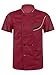 iiniim Unisex Kochjacke Herren Damen Kurzarm Chef Uniform Bäckerjacke Jacket Mantel Berufsbekleidung Arbeitsjacke B Rot XXL