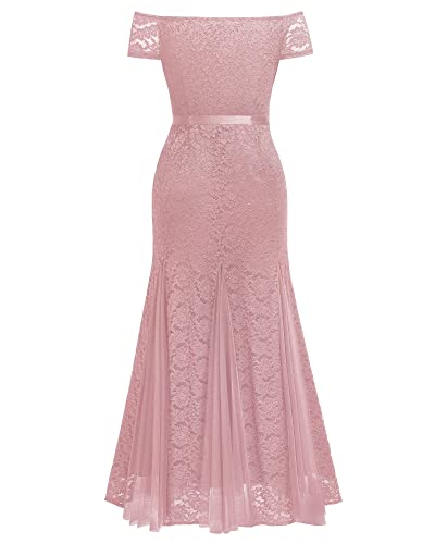 Image of Miusol Women's Plus Size Formal Off Shoulder Vintage Floral Lace Mermaid Maxi Evening Party Dress