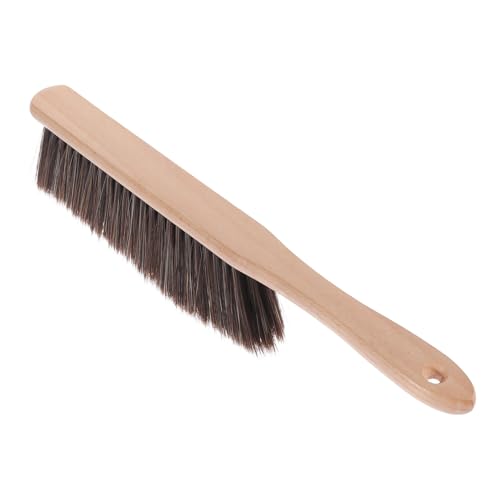 VINTORKY 木製小型卓上ほうき 軽量ソフト毛ブラシ デスク ベッド 車内掃除用 ハンドル付き持ちやすい家用火炉 キーボードの埃除去用