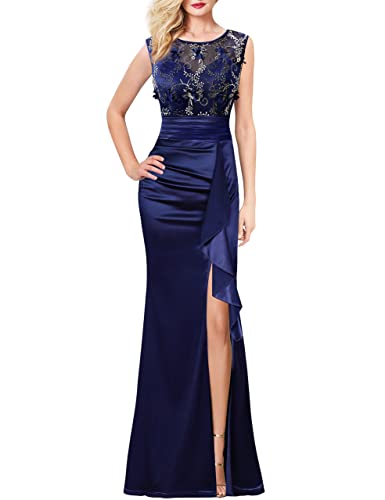Image of VFSHOW Womens Formal Ruched Ruffles Evening Prom Wedding Party Maxi Dress