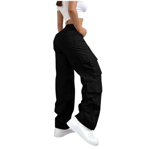 Cargo Pants Women Elastic High Waisted Pants Wide Leg Baggy Casual Trousers Hiking Streetwear Outfits with Pockets4