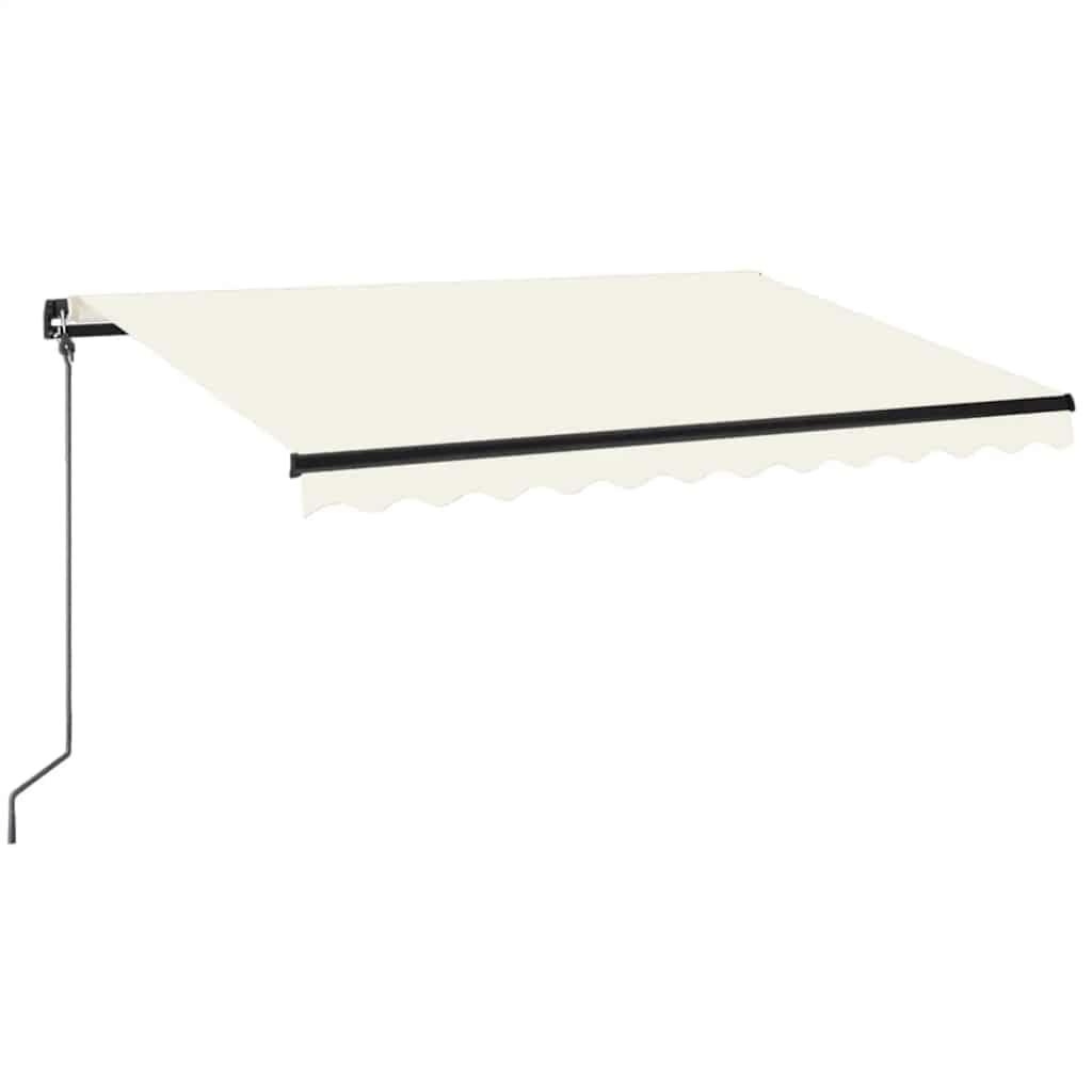 Auvent rétractable manuel luxe crème à LED, store extérieur premium