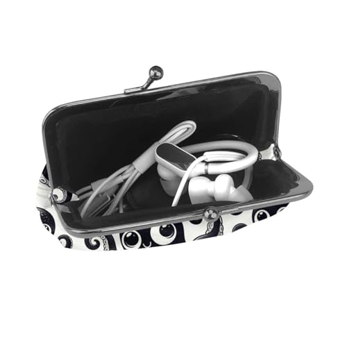 Pu Leather Buckle Coin Purse Cute-Black-Cartoon-Inkfish Girls Kiss-Lock Change Purse Wallets4