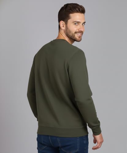 Image of Alan Jones Clothing Men's Crew Neck Solid Pure Cotton Sweatshirt
