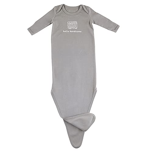 Stephan Baby Face To Face Collection Newborn Knotted Gown, Gray Sheep, Hello Handsome, Fits 0-6 Months #TOP4