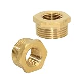 Megairon 2pcs 3/8″ NPT Male To 3/4″ NPT Female Brass Reducer Thread Hex Bushing Brass Threaded Pipe Fitting,Hex Reducing Convert Adapter Pipe Fitting (3/8″*3/4″)