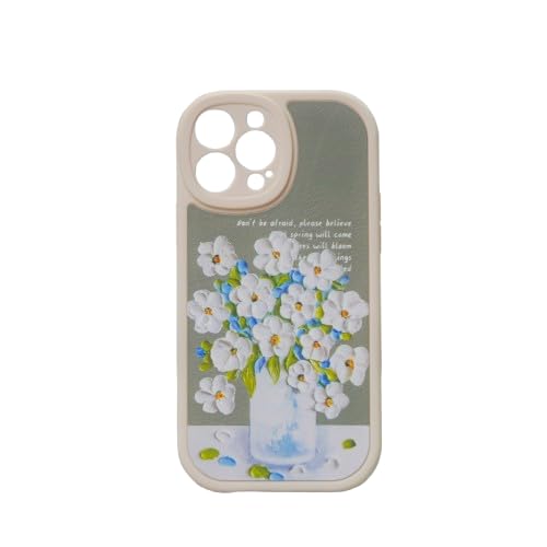 Image of Peeperly Back Cover Case for iPhone 15 Pro Scratch Resistant Anti-Slip TPU Shockproof Protective Durable Flower Painting Case for Girls & Women(Pista Green)