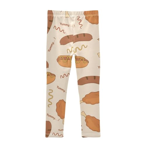 Variety Fast Food Girls Leggings,Workout Leggings for Girls Toddler Athletic Legging Size for 3-10T2