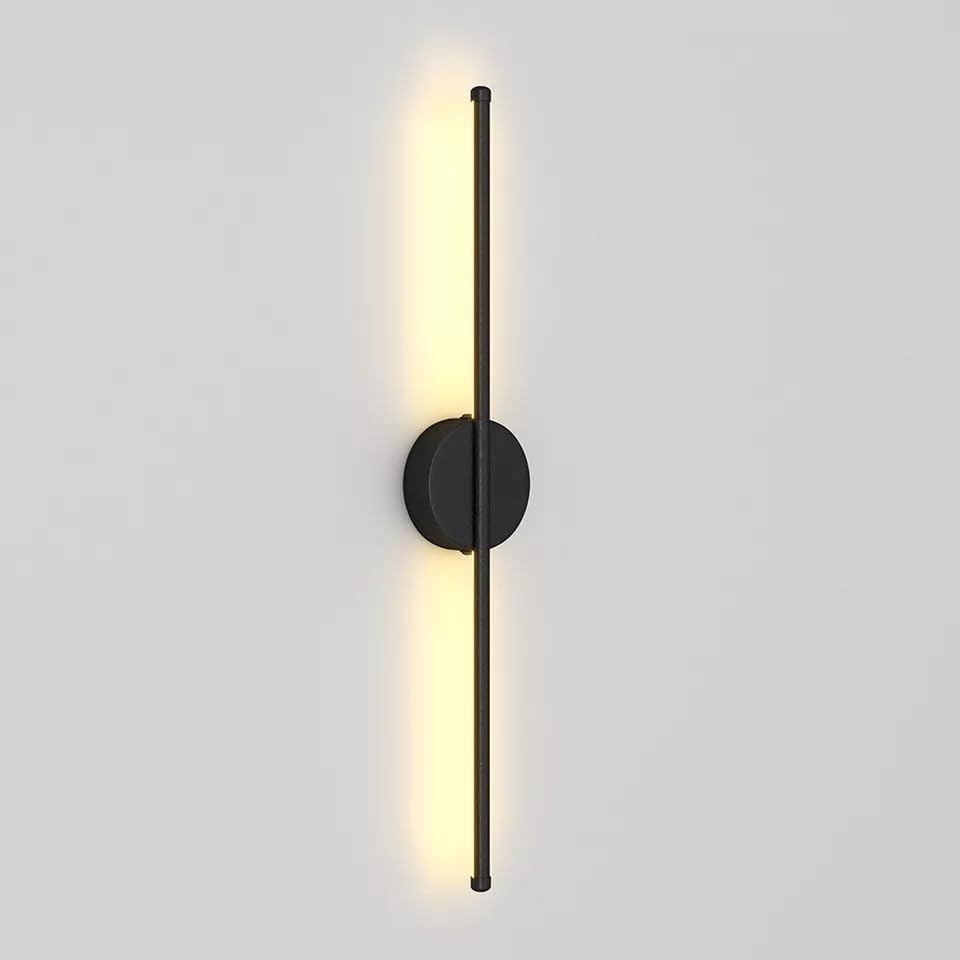 Image of Artica LED Long Strip Metal Wall Light - Modern Linear Black Wall Sconce, Sleek Indoor Warm White LED Wall Lamp for Home Living Room, Bedroom, Bar, Restaurant, Cafe & Office Decor 12w