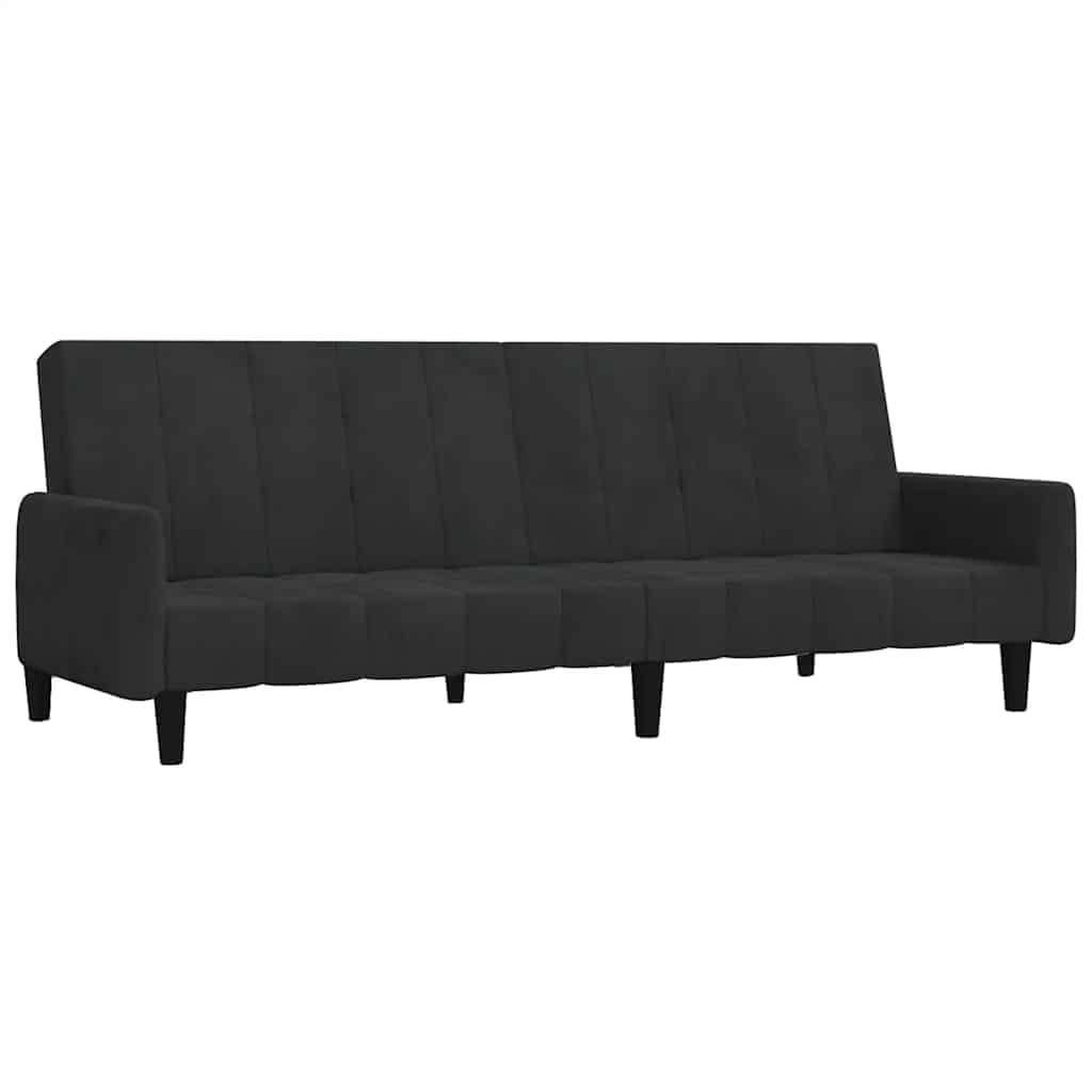 Sofá cama de 2 plazas plegable terciopelo negro 220 cm