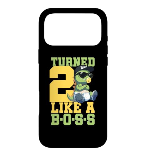 Turned 2 Years Like a Boss 2nd Birthday T-Rex �j�̎q ���̎q �L�b�Y �X�}�z�P�[�X iPhone 17 Pro Max �p