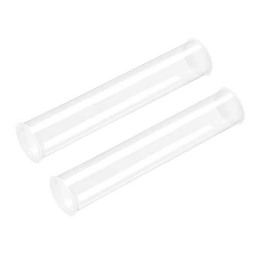 Image of uxcell 2pcs Rigid Round Clear Tubing 41.6mmx43mmx250mm Plastic Storage Transparent Tube with Lids