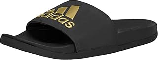 adidas Women's Adilette Comfort Slide, black/gold metallic/black, 10 M US