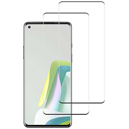 POOPHUNS Verre Trempé pour OnePlus 8 Pro, Couverture Complète 3D avec Anti-Rayures, sans Bulles, Dureté 9H Film Protection en Écran Protecteur Vitre pour OnePlus 8 Pro-2 pièces Cover