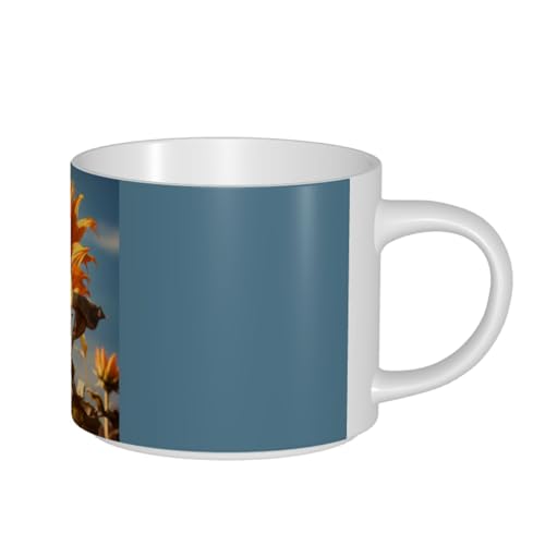 AYYQWE Hermosas tazas de cerámica con estampado de girasol de gran capacidad, para el hogar, oficina, regalos, cocinas, cafeterías, picnics al aire libre