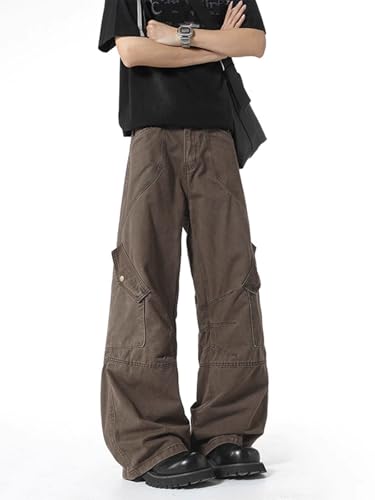 Men's Pants American Multi-Pocket Workwear Summer Retro Wide-Leg High-Street Casual Trouser for Men4